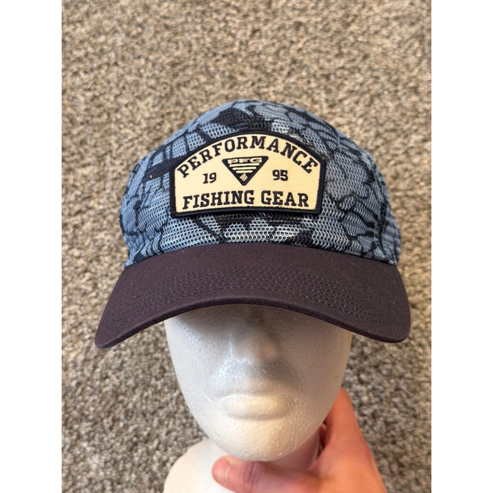 Columbia Hat Mens OS Adjustable Blue PFG Performance Fishing Gear Mesh Snapback